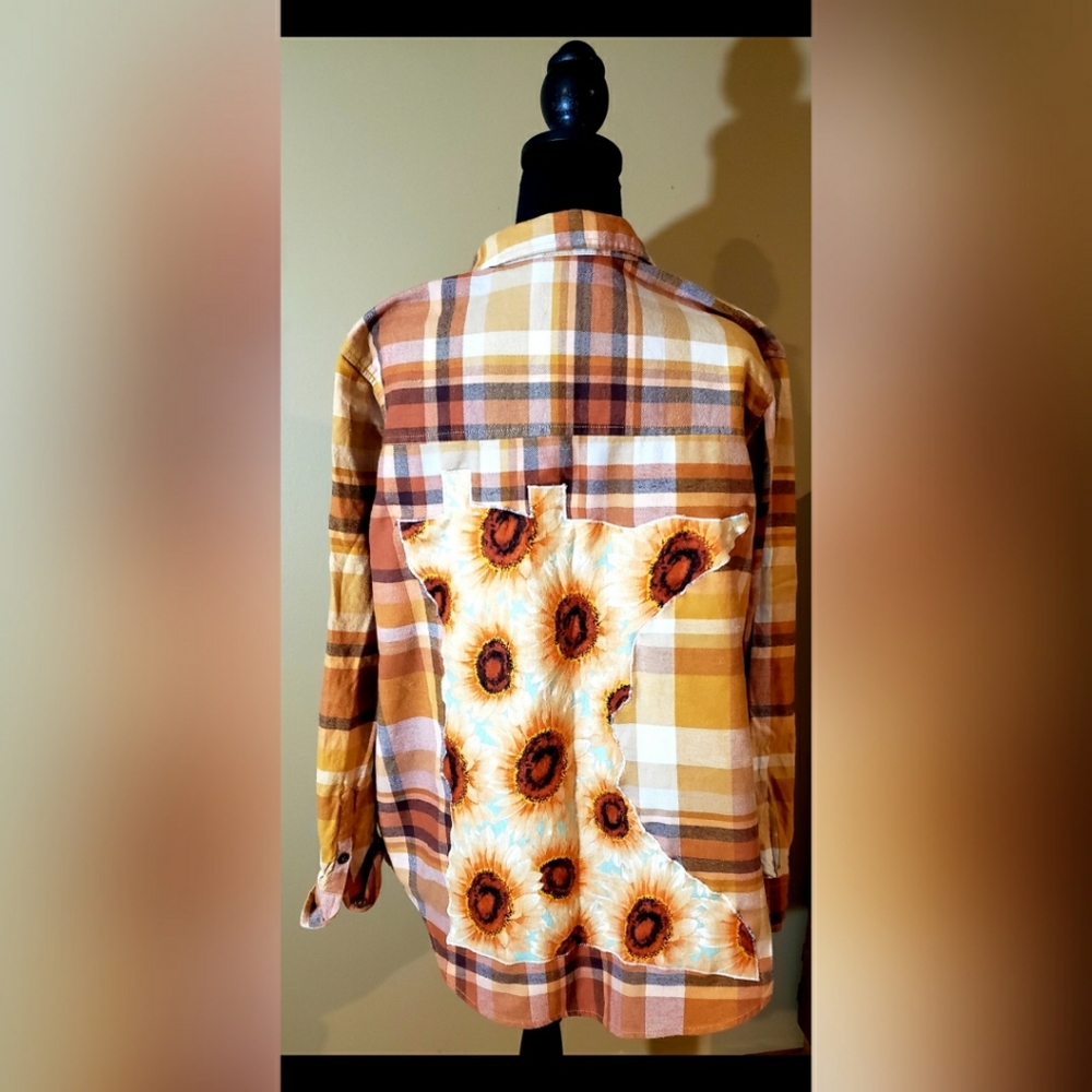 Orange Sunflower Custom Minnesota Patched Flannel